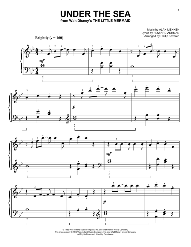 under the sea piano sheet music